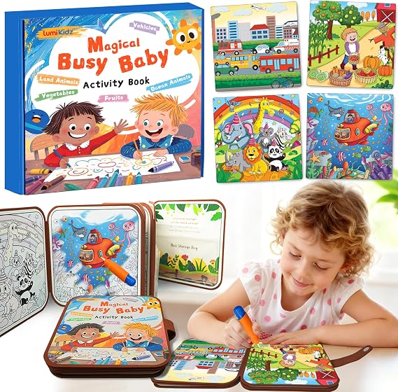 3-in-1 Reusable Water Painting Book for Kids | Preschool Educational Toy with 10 Themes Water Coloring & Color-Sorting Game No Mess Painting & Reusable Fun for Ages 3+