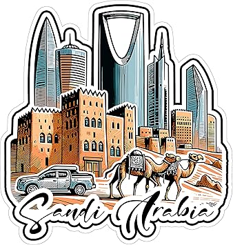 Saudi Arabia Sticker 4 Inch City Travel Souvenir Destination - Waterproof Vinyl Decal for Laptop Water Bottle Car Tumbler - Durable Aesthetic Long-Lasting Stickers for Adults ID44990
