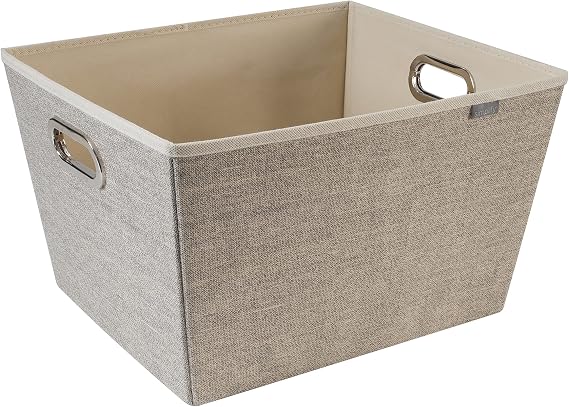 Simplify Large Grommet Bin in Faux Jute, Heavy Duty Storage Basket for Decor, Nursery, Office