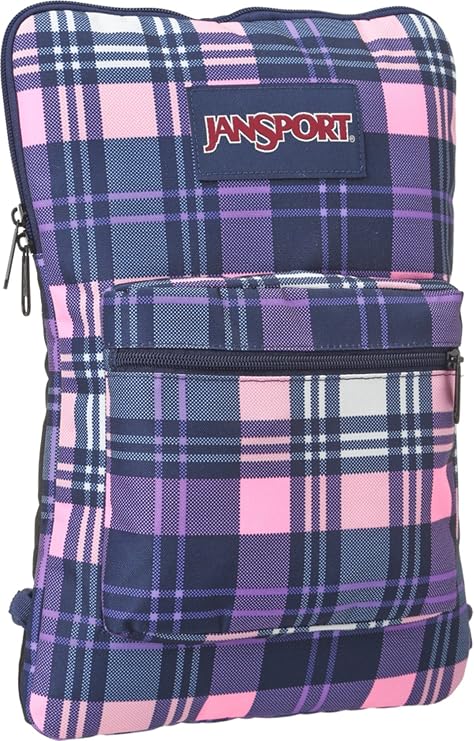 JanSport Superbreak Sleeve Backpack Pink Pansy Preston Plaid One Size