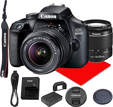Canon EOS 4000D DSLR Camera w/Canon EF-S 18-55mm F/3.5-5.6 III Zoom Lens