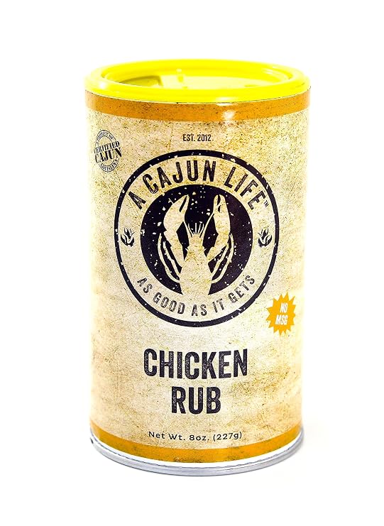 A Cajun Life Chicken Rub Seasoning | Authentic Certified Cajun Chicken Rub, Non-GMO, No MSG, 8 oz