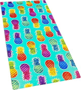 Softerry Colorful Pineapples Beach Towel 30 x 60 inches 100% Cotton 1 Towel - 30" x 60", Aqua