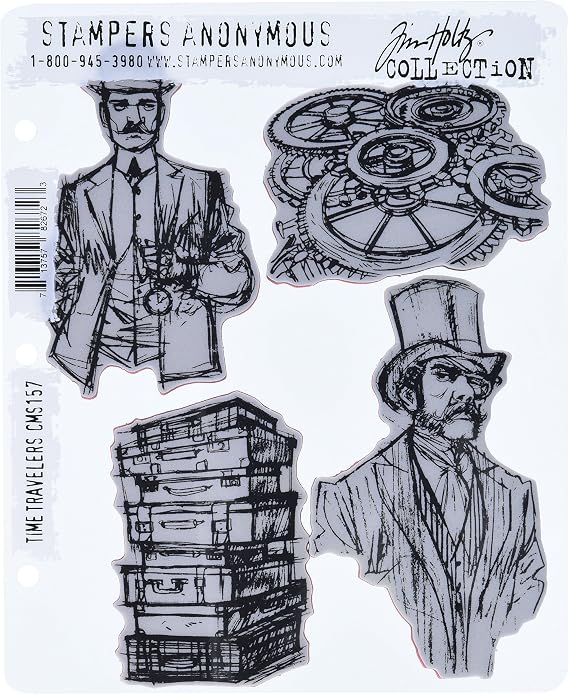 Stampers Anonymous Tim Holtz Cling Rubber Stamp Set, 7 by 8.5-Inch, Time Travelers