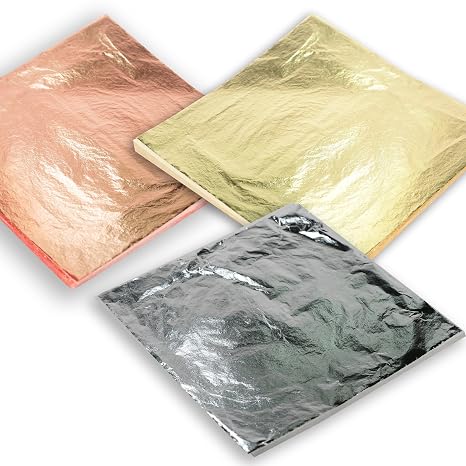 Barnabas Mixed Color Gold Leaf - 300Sheets 6.3" Gold Silver Copper Leaf Set
