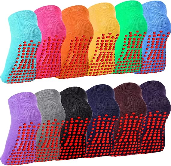 Geyoga 12 Pairs Pilates Socks Grips for Women, Non Slip Yoga