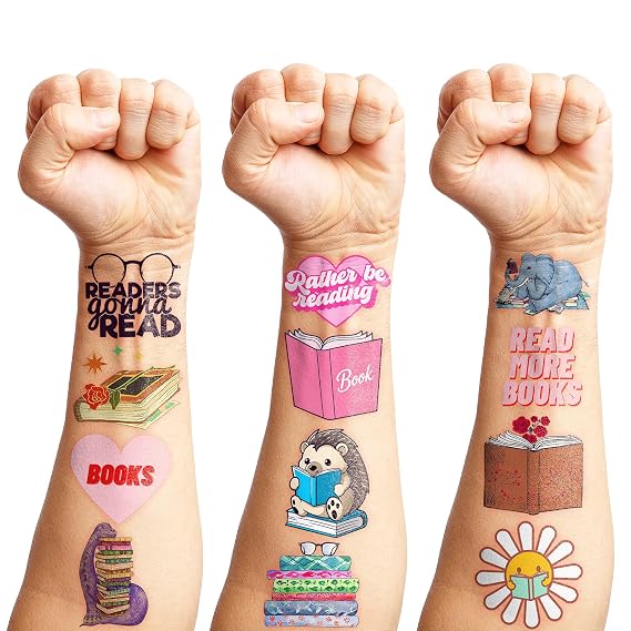 120 PCS Reading Book Pre-Cut Temporary Tattoos for Kids
