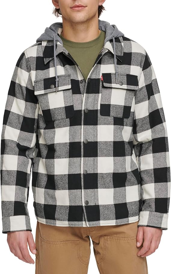 Levi's mens Plaid Sherpa Lined Hooded Shirt Jacket (Regular & Big & Tall Sizes)