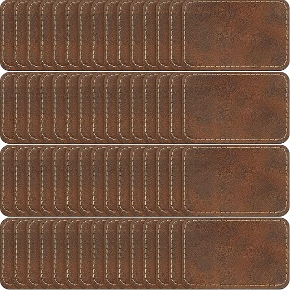 Dunzy 60 Pcs Blank Leather Hat Patch, Antique Gold, 3.5 x 2.5 Inch