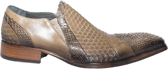 Jo Ghost 596 Italian Mens Beige Lazer Leather with Pitone Slip on Shoes