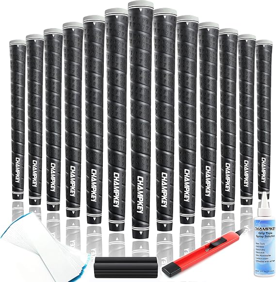 CHAMPKEY WRAP-Y Rubber Golf Grips 13 Pack with All Repair Kits | All Weather Performance Golf Club Grips | High Traction Golf Rubber Grip with Texture Control Technology