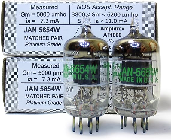 Tested/Matched Pair (2 Tubes) 7-Pin JAN 5654W Fully-Tested Vacuum Tubes - Upgrade for 6AK5 / 6J1 / 6J1P / EF95 - JAN 5654W Platinum Grade Pair