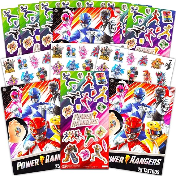 Power Rangers Party Favors Pack - Bundle with 150 Stickers and 75 Temporary Tattoos for Boys, Girls, Kids | Power Rangers Party Supplies