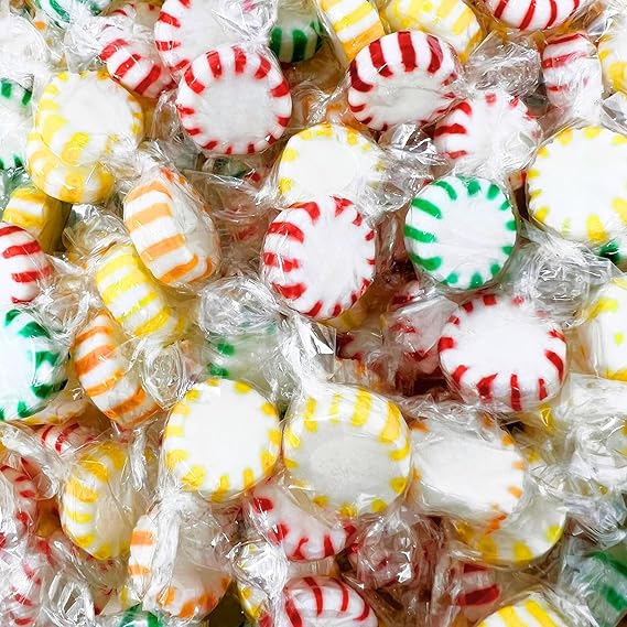 Fruit Flavored Starlight Hard Candy - 3 lbs - Apple, Strawberry, Lemon and Orange Flavored Disks Old School Classic Starlights - Bulk American Vintage Candy Assortment - Individually Wrapped, 48 oz.