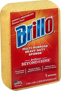 Brillo Multi-Purpose Heavy Duty Household Sponge, Strong, Long Lasting (Multi-Purpose Heavy Duty, 1 Count (Pack of 6))
