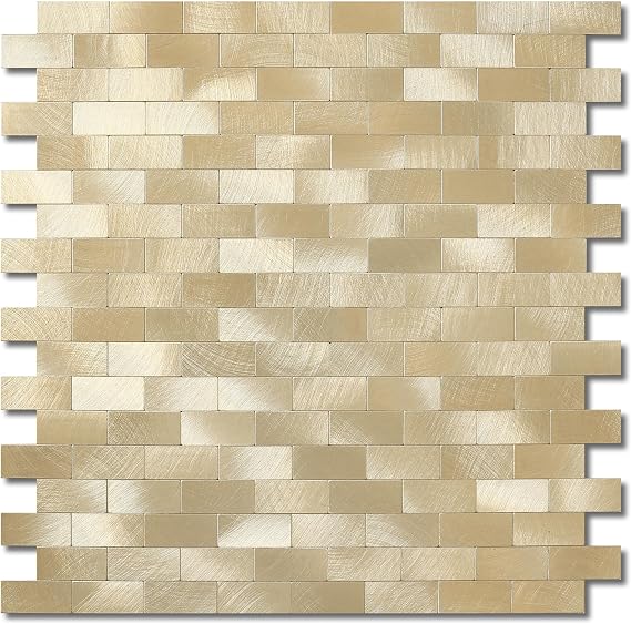BeNice Peel and Stick Backsplash Kitchen Wall Tiles Gold New 10pcs