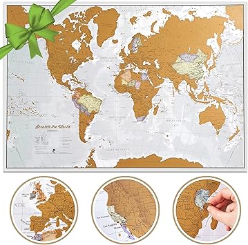 Scratch The World Travel Map - Frameable Scratch Off World Map Poster - X-Large 23 x 33 - Maps International - 50 Years of Making Maps - Updated 2025 - Cartographic Detail Featuring Country & State Borders