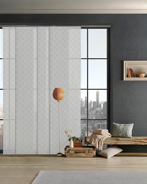 GoDear Design Panel Blinds Dual-Sided White 45.8"-86" x 96", Bishop