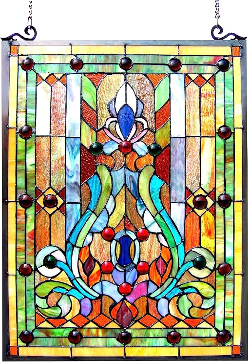 Chloe Lighting Tiffany-Glass Victorian Window Panel 18x24