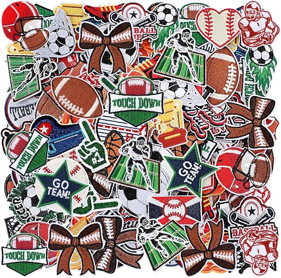 Hunnmingre 72 Pcs Sports Iron on Patches Bulk Embroidered Chenille