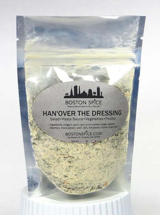 Boston Spice Hanover Han'over The Dressing Handmade Gourmet Italian Seasoning Blend Pasta Sauce Salad Dressings Mixed Greens Chip Bread Dip Poultry Chicken Turkey Vegetables 1/2 Cup Spice 2.5oz/71g