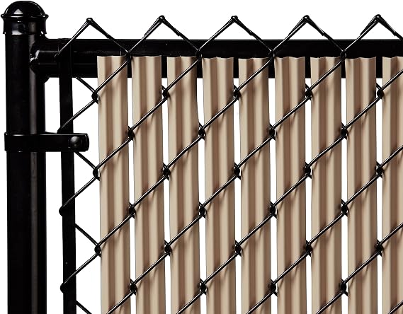 Proudly Made in The USA! - Ridged Slat Single Wall Bottom Locking Slat Depot Privacy Slat for 3', 4', 5', 6', 7' and 8' Chain Link Fence (3ft, Beige)