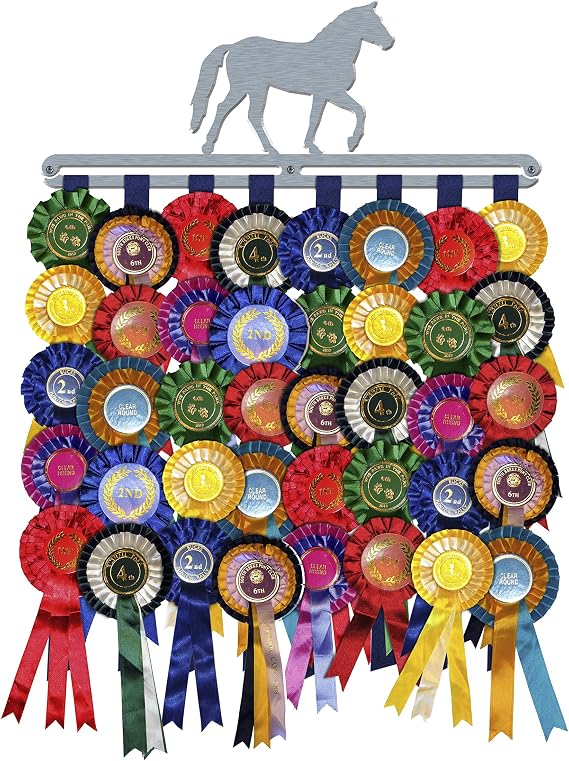 Rosette/Award Ribbon | 'Equestrian' Horse Hanger Holder Display | Brushed Stainless Steel