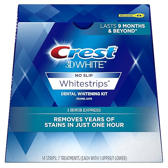 Crest 3D Whitestrips, 1 Hour Express, Teeth Whitening Strip Kit, 14 Strips (7 Count Pack)