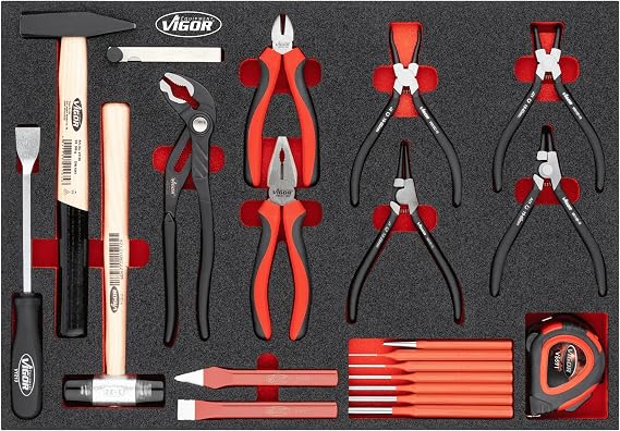 VIGOR Pliers, hammer, chisel set, V5637N