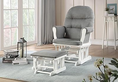 Emily Glider Chair & Ottoman Combo, WhiteGrey