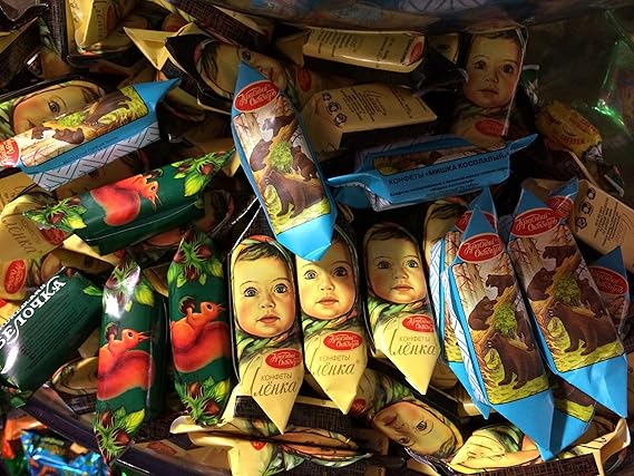 Mishka Kosolapy, Belochka and Alenka Assorted Famous Russian Candies (3 LBS) Includes Our Exclusive HolanDeli Chocolate Mints
