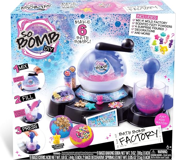 Canal Toys So Bomb DIY - Bath Bomb Factory, Makes 6 Bath Bombs, 4 Surprise Figures, Just Add Water!