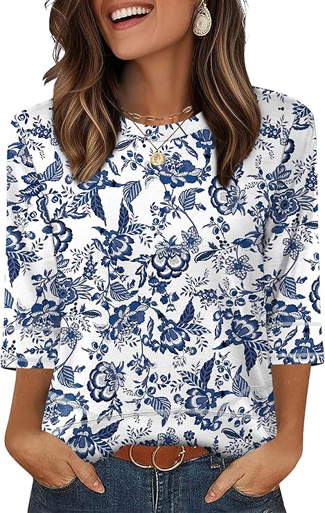 XIEERDUO 3/4 Length Sleeve Tops for Women Business Casual Blouses Slit Side Shirts Blouses Summer Fashion Clothes 2026