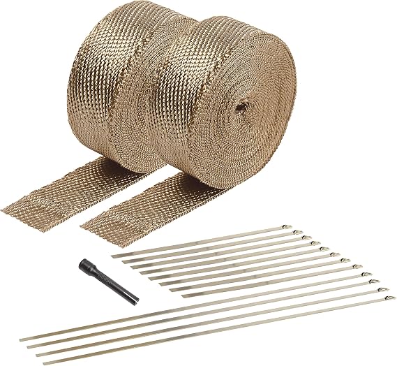 Design Engineering Titanium Exhaust Wrap Kit LR Technology | Header & Pipe Insulation Boosts Exhaust Gas Velocity Reduces Under-Hood Temps Titanium Heat Barrier
