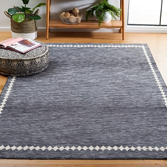 SAFAVIEH Washable Rug Easy Care Collection - 5' x 8', Grey & Ivory, Easy to Clean, Ideal for Living Room, Bedroom, Dining Space (ECR110F)