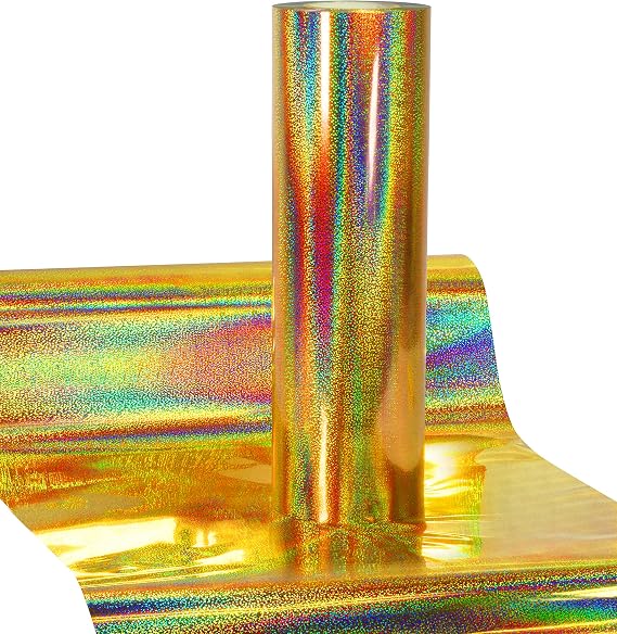 V2 HTV Heat Transfer Vinyl Film Holographic Chrome Flake (Gold, 10" x 3ft)