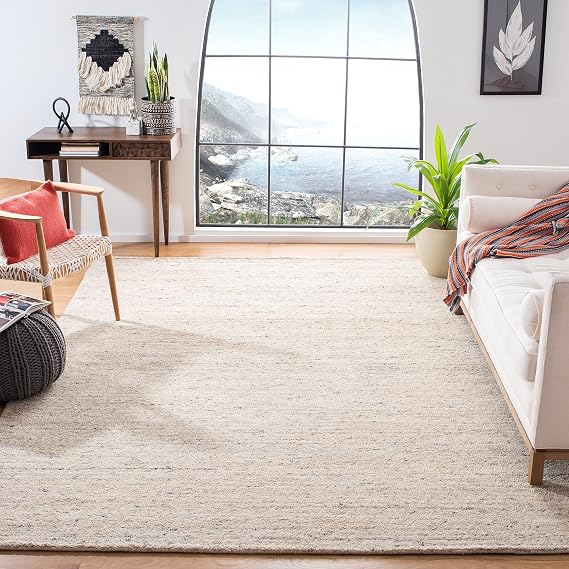 SAFAVIEH Himalaya Collection Area Rug - 9' x 12', Ivory, Handmade Wool, Ideal for High Traffic Areas in Living Room, Bedroom (HIM413A)