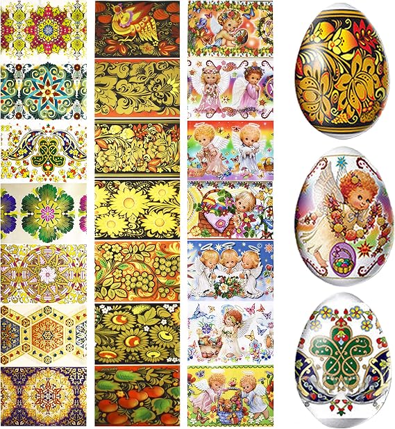 LOT 3 Thermo Heat Shrink Sleeves - Easter Egg Decorating Kit - Ukrainian Pysanky Supplies - Decorative Easter Egg Wraps - Easter Decoration Wraps Pysanka Pysanky - for 21 Easter Eggs