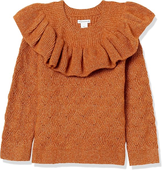 Amazon Essentials Girls and Toddlers' Soft Touch Ruffle Sweater - Discontinued Colors