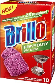 Brillo Heavy Duty Steel Wool Soap Pads, Original Red Scent, 10-Count